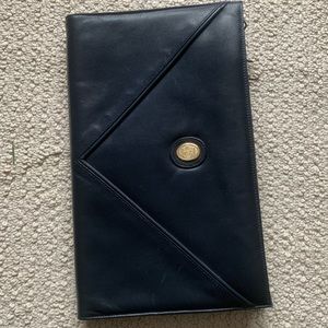 Vintage Leather clutch navy blue